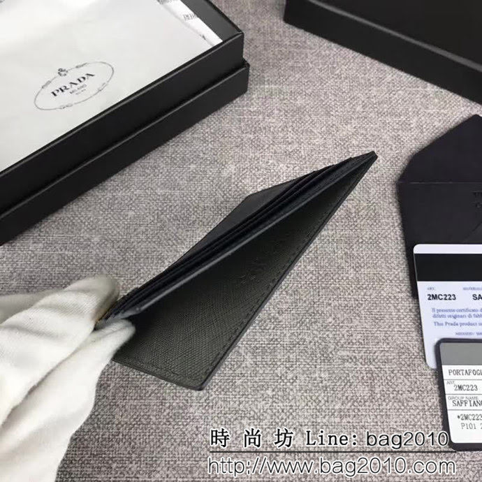 PRADA普拉達 專櫃最新爆款 頂級原單十字紋牛皮 男士卡包 2MC223 DD1963